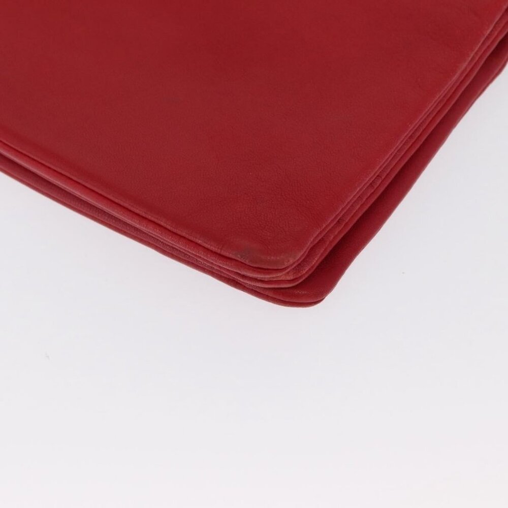 Authentic CELINE Trio Shoulder Bag Leather Red Gold - Picture 8 of 16